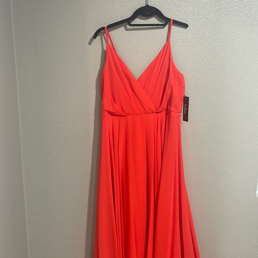 LuLus lined dress size large orange color